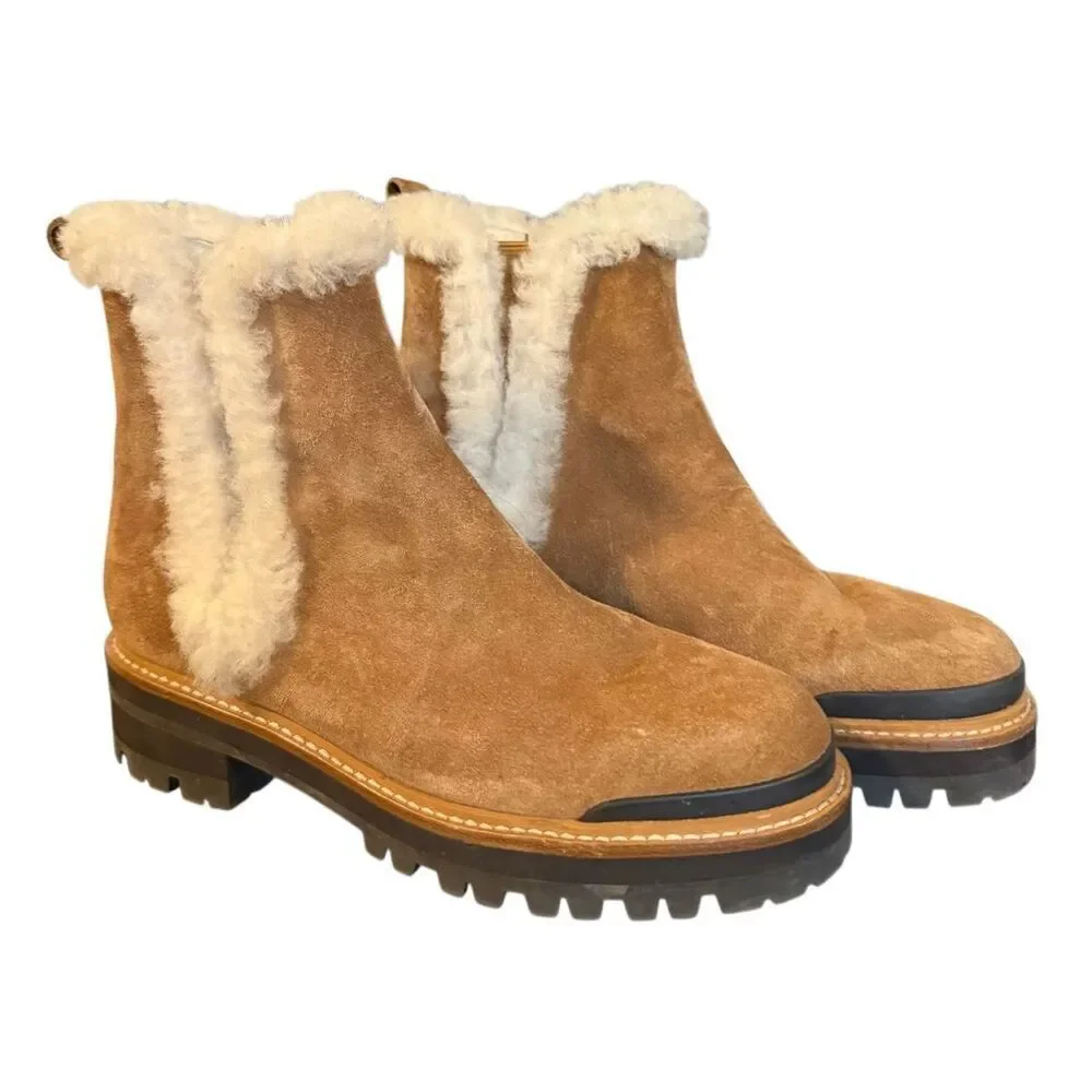 Marc Fisher Iggie suede shearling Chelsea lug sole boot size 6